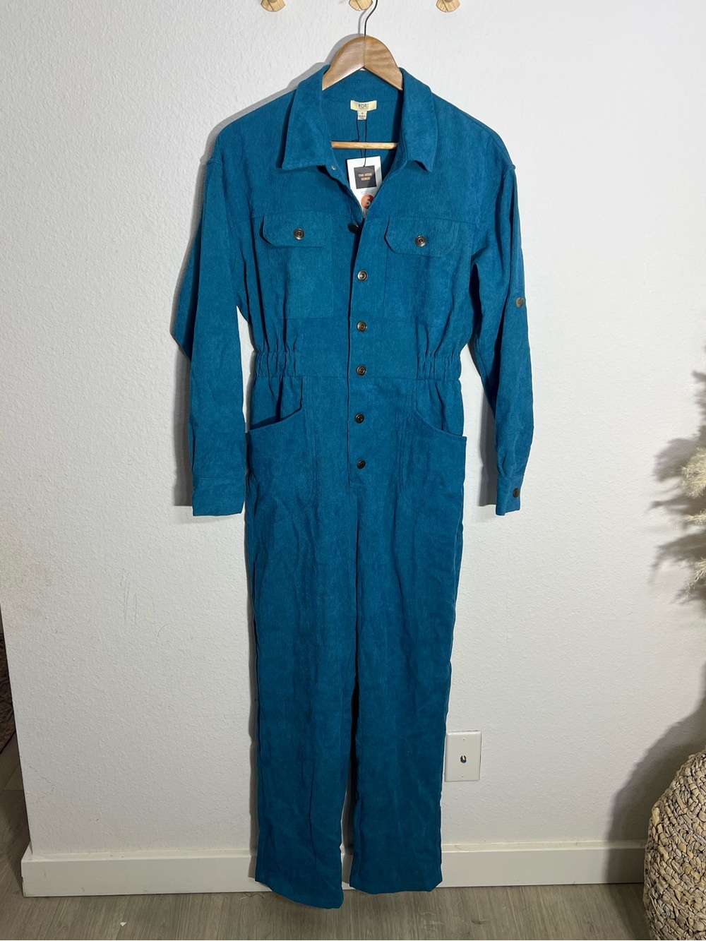KORI AMERICA • corduroy teal women’s jumpsuit size small